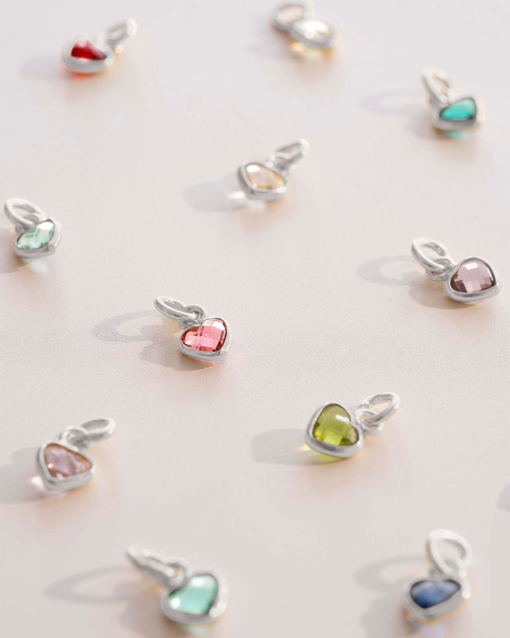 Add a Silver 4mm Heart Swarovski Crystal Birthstone Charm