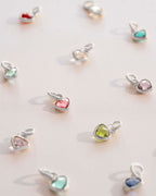 Add a Silver 4mm Heart Swarovski Crystal Birthstone Charm