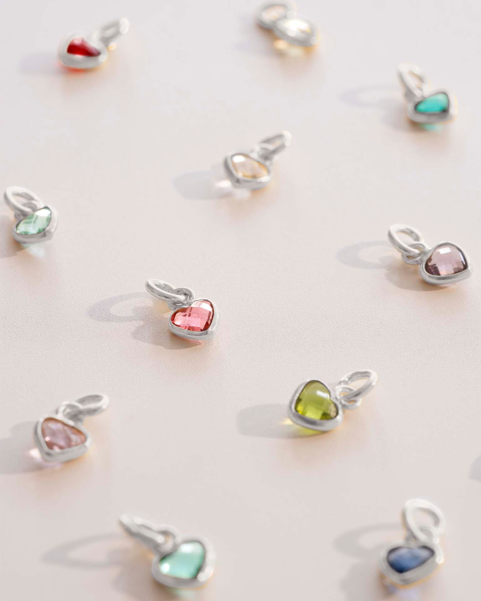 Add a Silver 4mm Heart Swarovski Crystal Birthstone Charm