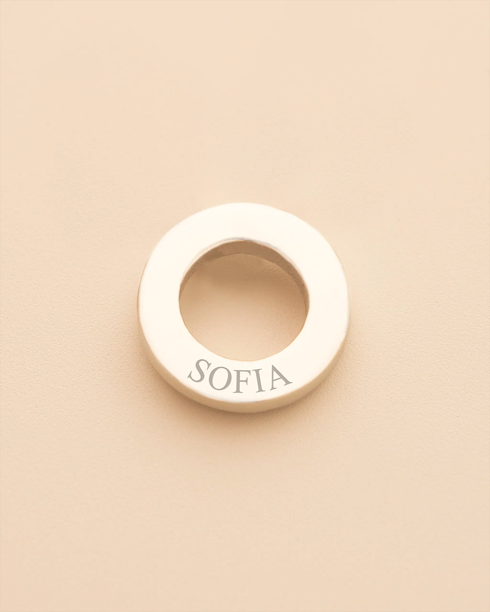 Silver ring charm with engraving