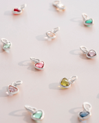 Add a Silver 4mm Heart Swarovski Crystal Birthstone Charm
