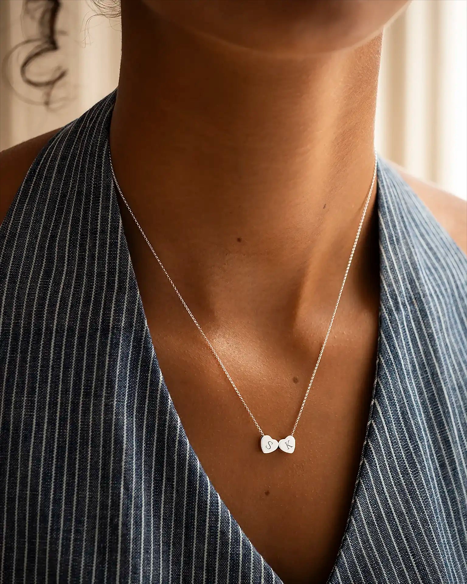 Gold Family Mini Hearts Personalised Initial Necklace