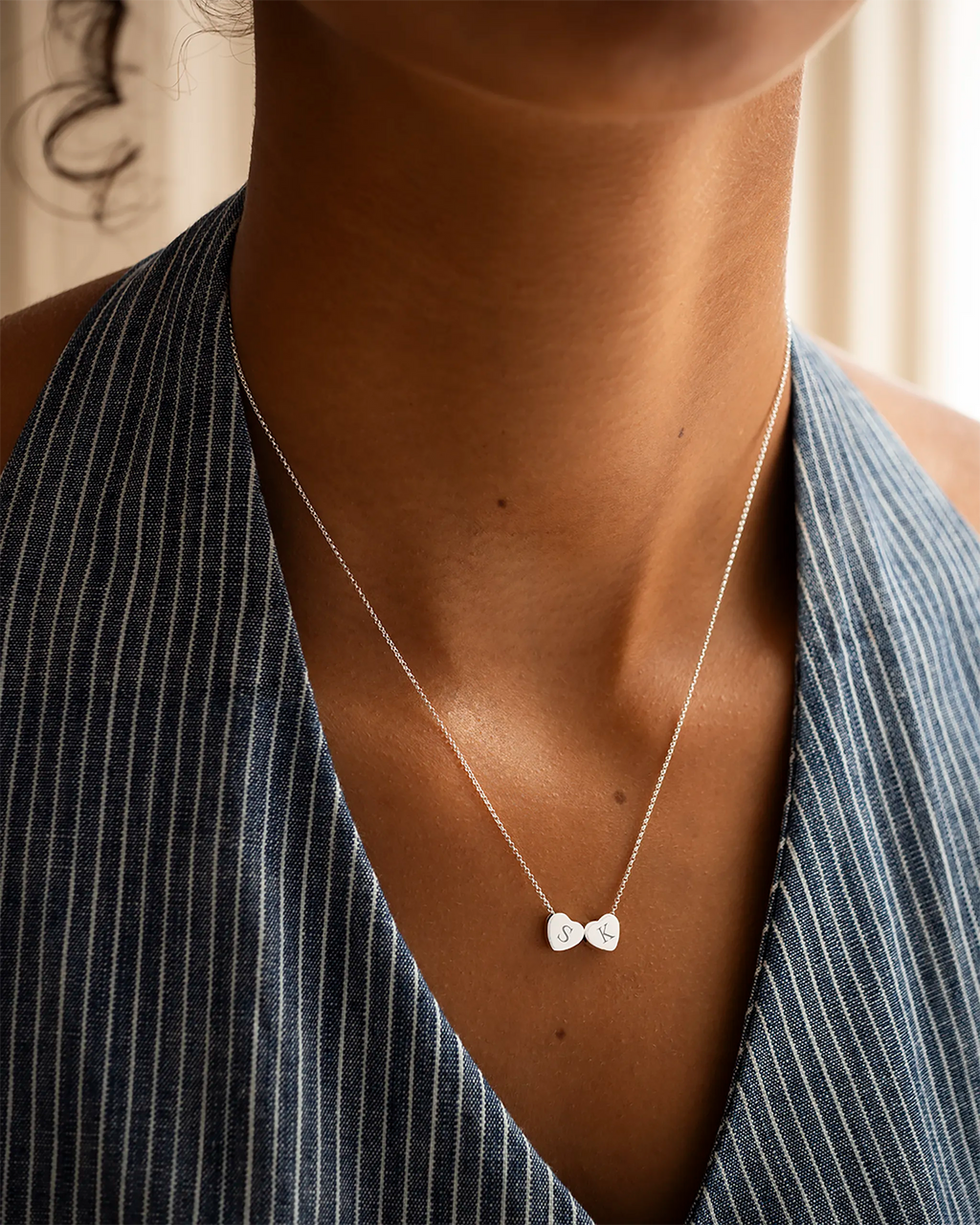Gold Family Mini Hearts Personalised Initial Necklace