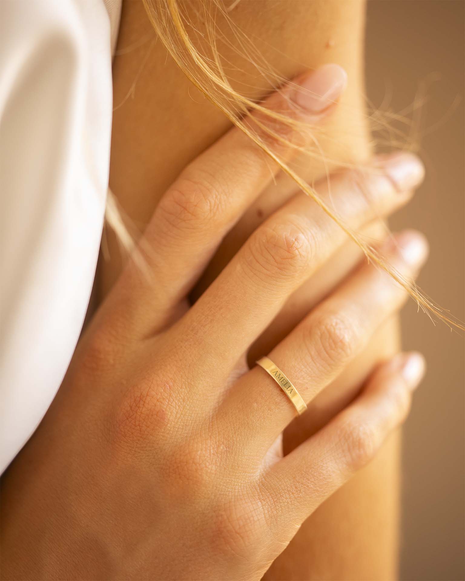 Gold Personalised Message Ring