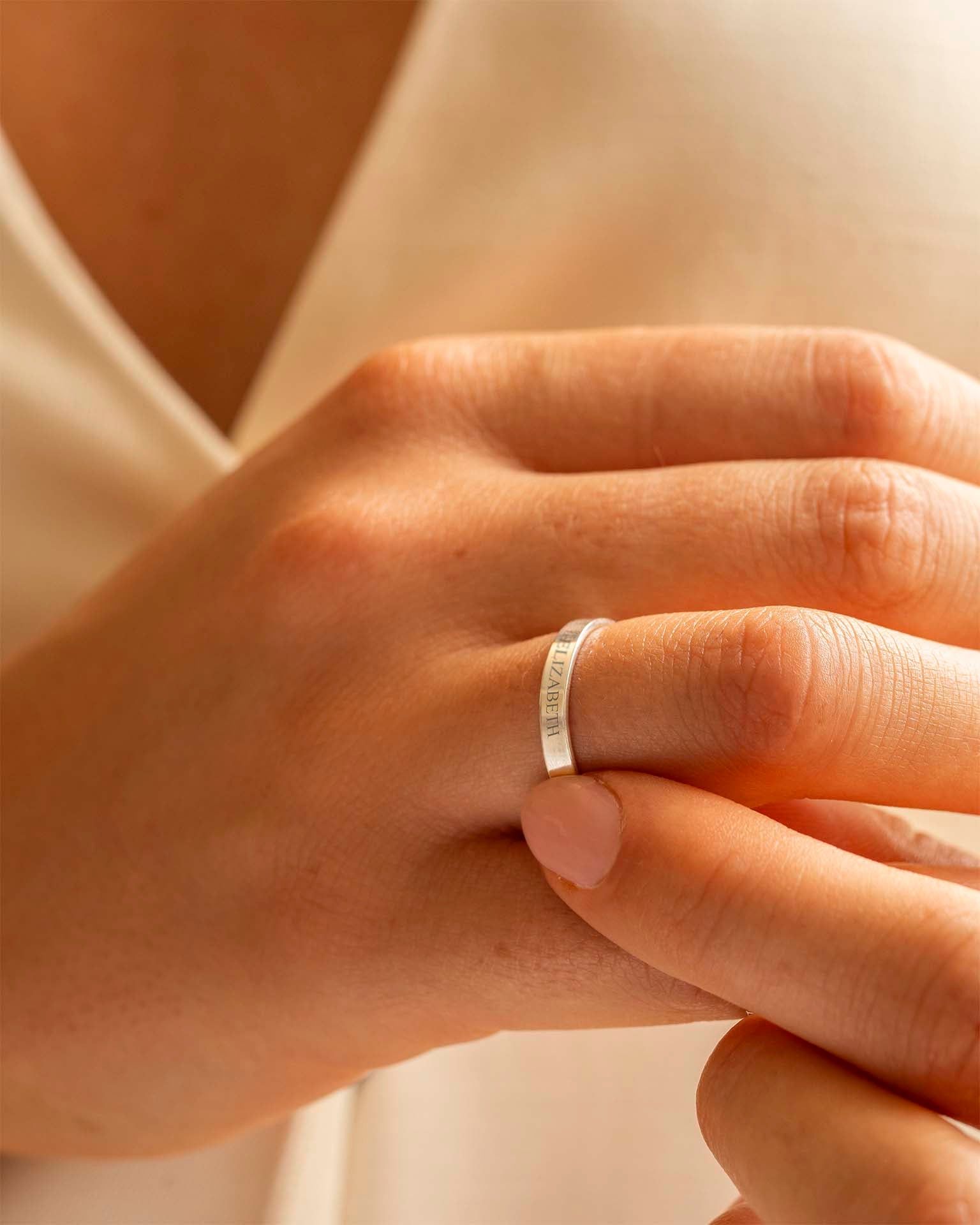 Silver Personalised Message Ring