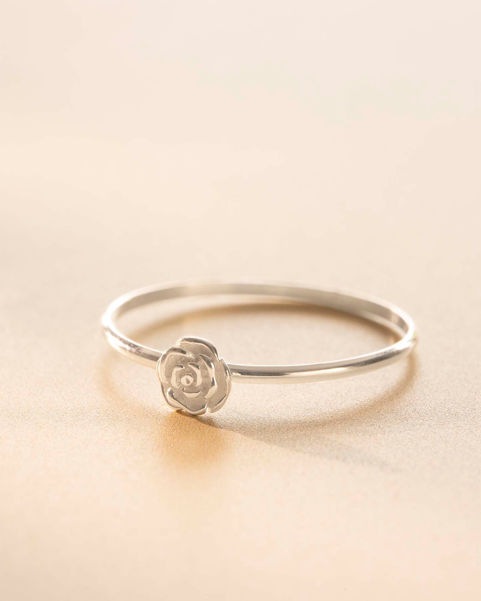 Silver Birth Flower Stacking Ring