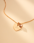 Gold Esme Heart and Heart Birthstone Personalised Name Necklace