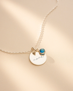 Silver Esme Name and Birthstone Personalised Necklace