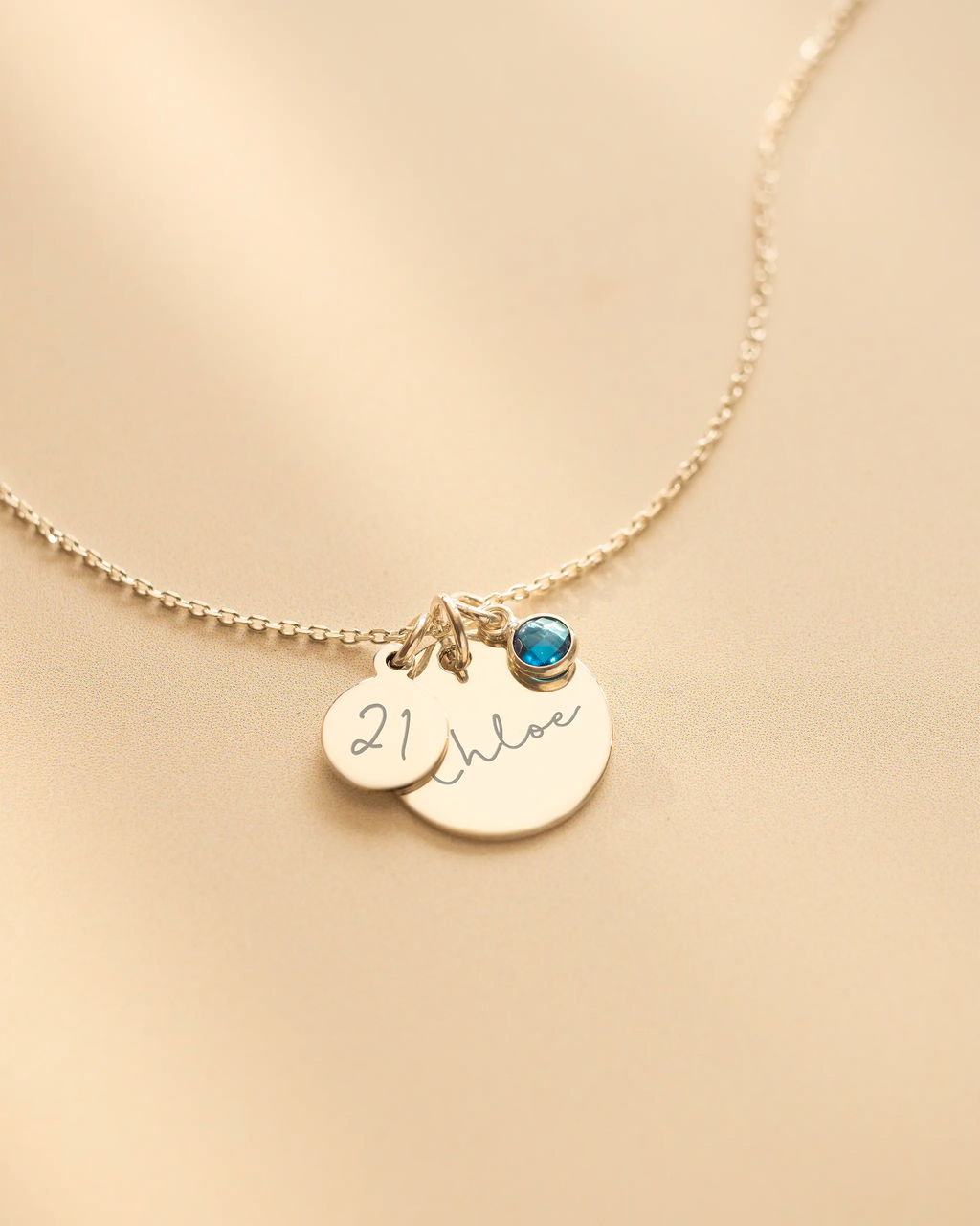 Silver Personalised Birthday Disc Name Necklace