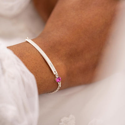  Birthstone and Bar Personalised Bracelet