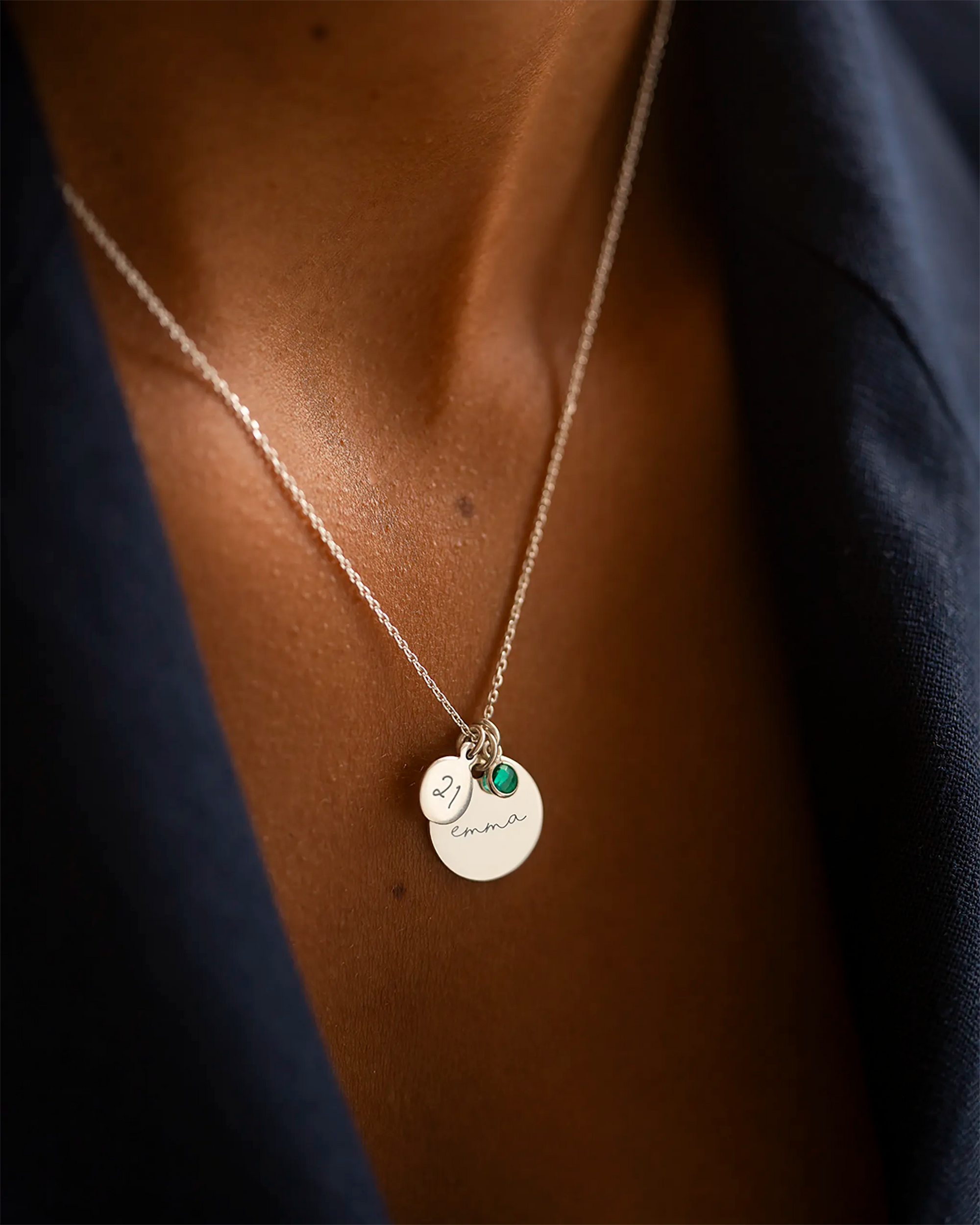 Silver Personalised Birthday Disc Name Necklace