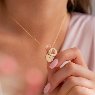  Personalised Secret Message Heart Birthstone Necklace