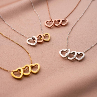 Sterling Silver Family Mini Eternal Hearts Personalised Necklace