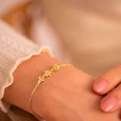  Sterling Silver Family Birth Flower Personalised Slider Bracelet