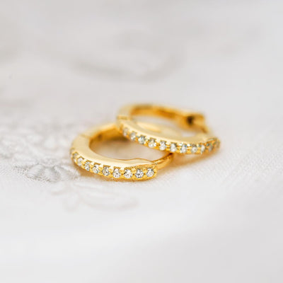 Sterling Silver Mini Crystal Huggie Hoop Earrings