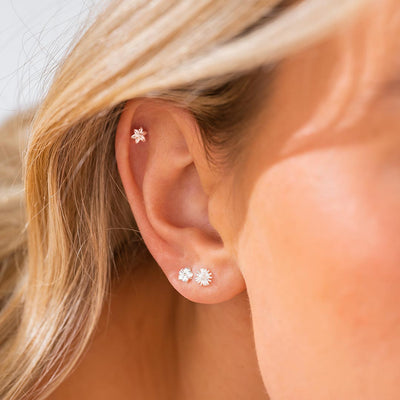 Sterling Silver Birth Flower Stud Personalised Earrings
