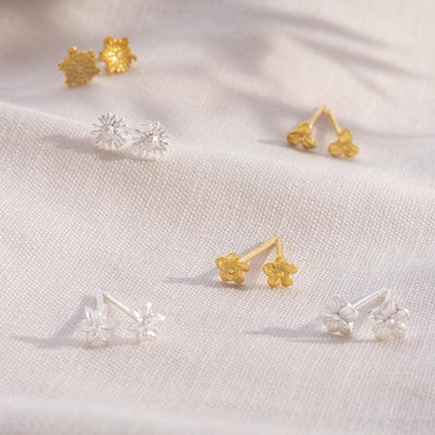 STERLING SILVER BIRTH FLOWER STUD PERSONALISED EARRINGS