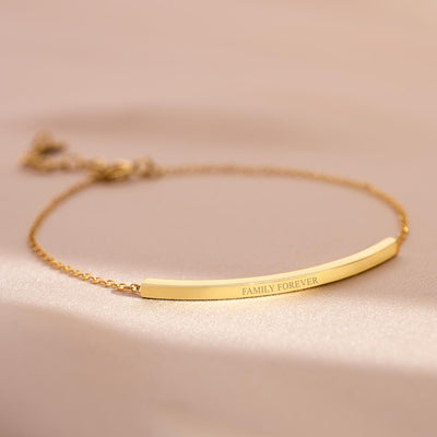 Curved Skinny Bar Personalised Message Bracelet