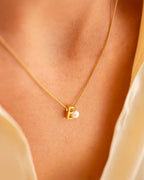 Gold Slide on Letter and Mini Pearl Necklace