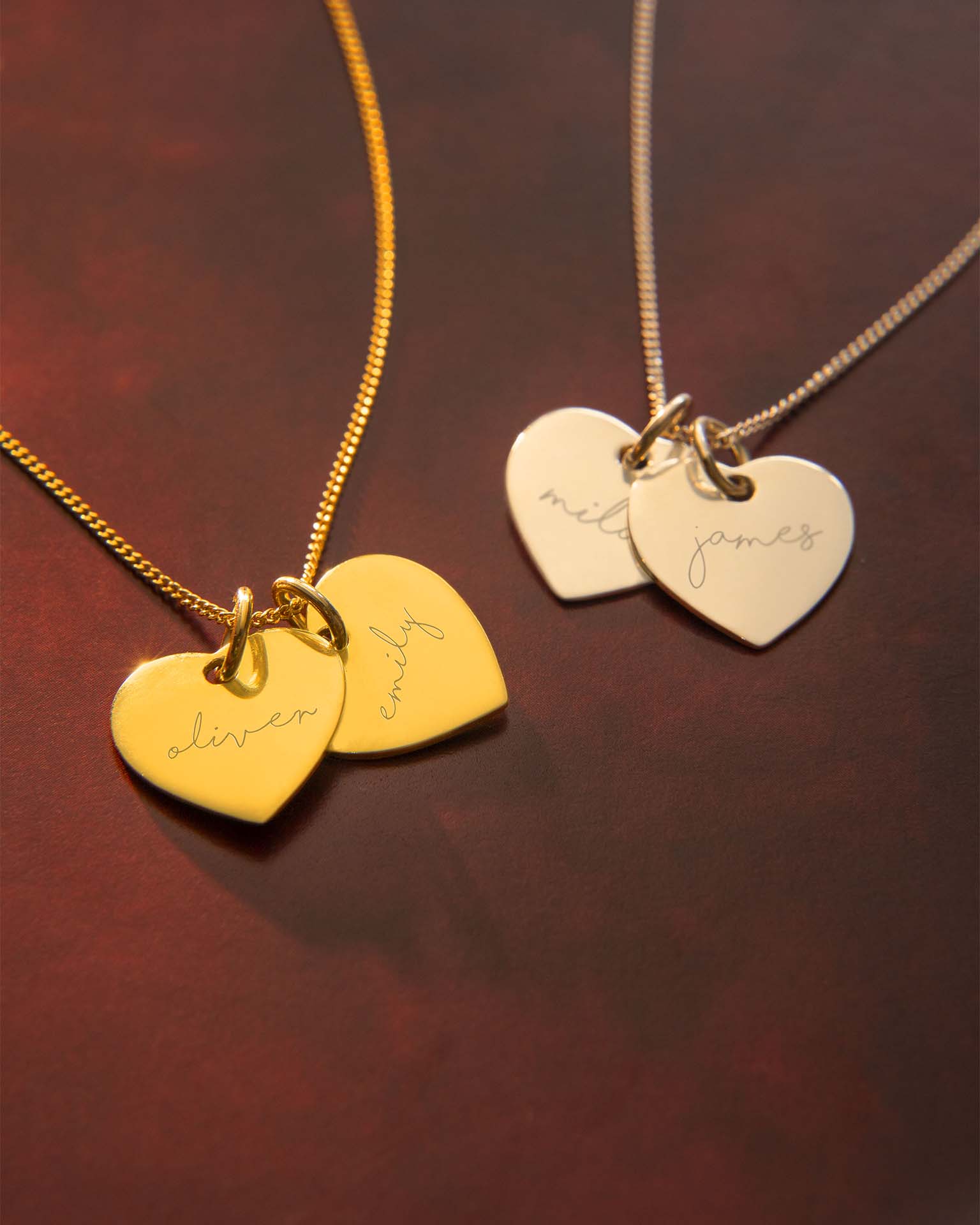 Gold Personalised Double Heart Name Necklace – Bloom Boutique