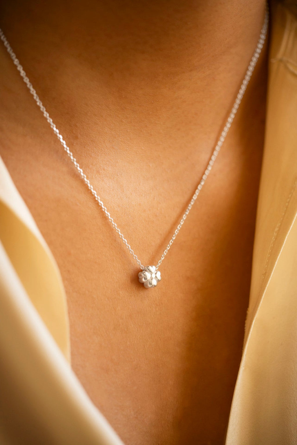 Silver Delicate Four Leaf Clover Necklace