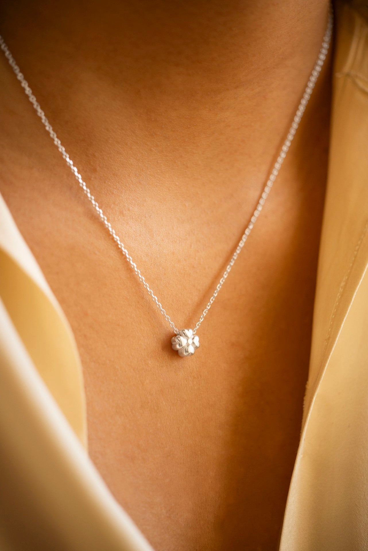 Silver Delicate Four Leaf Clover Necklace