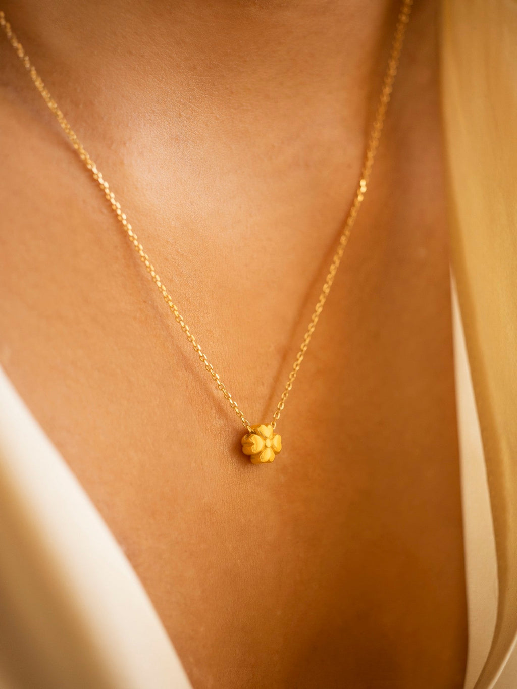 Gold Delicate Four Leaf Clover Necklace