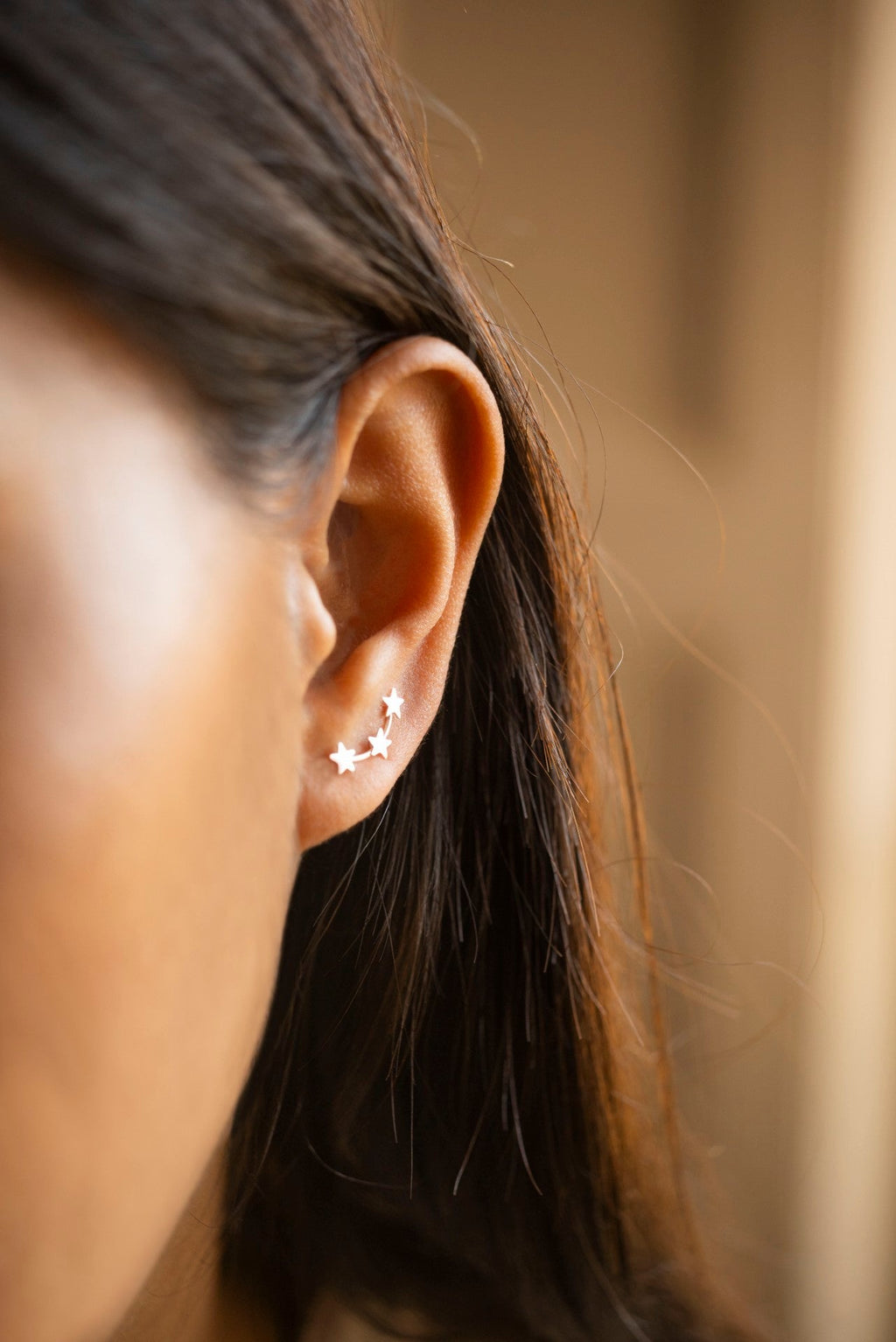 Silver Star Climber Earrings