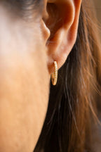 Gold Crystal Huggie Hoop Earrings