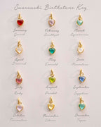 Silver Esme Heart and Heart Birthstone Personalised Name Necklace