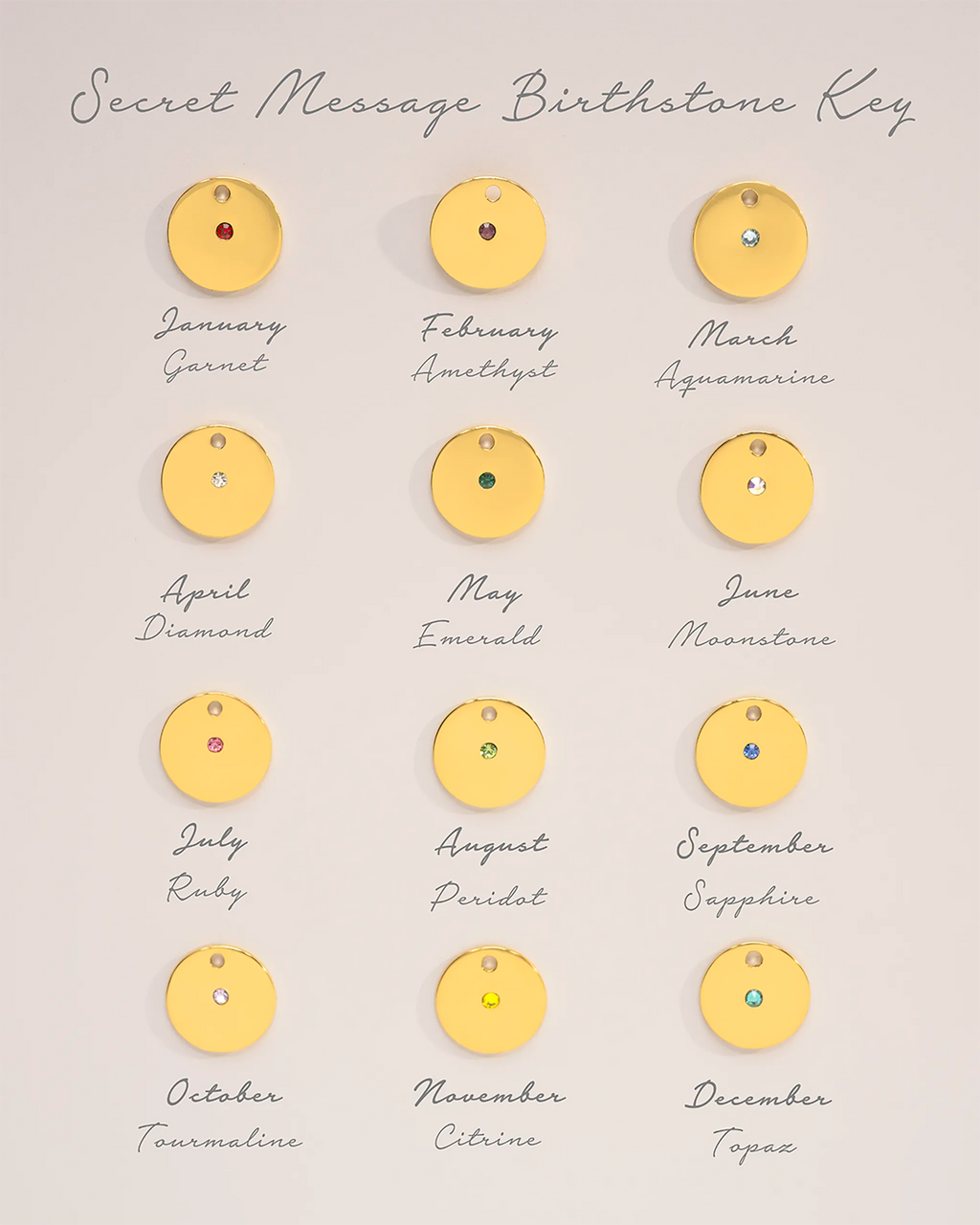 Gold Personalised Secret Message Heart Birthstone Necklace