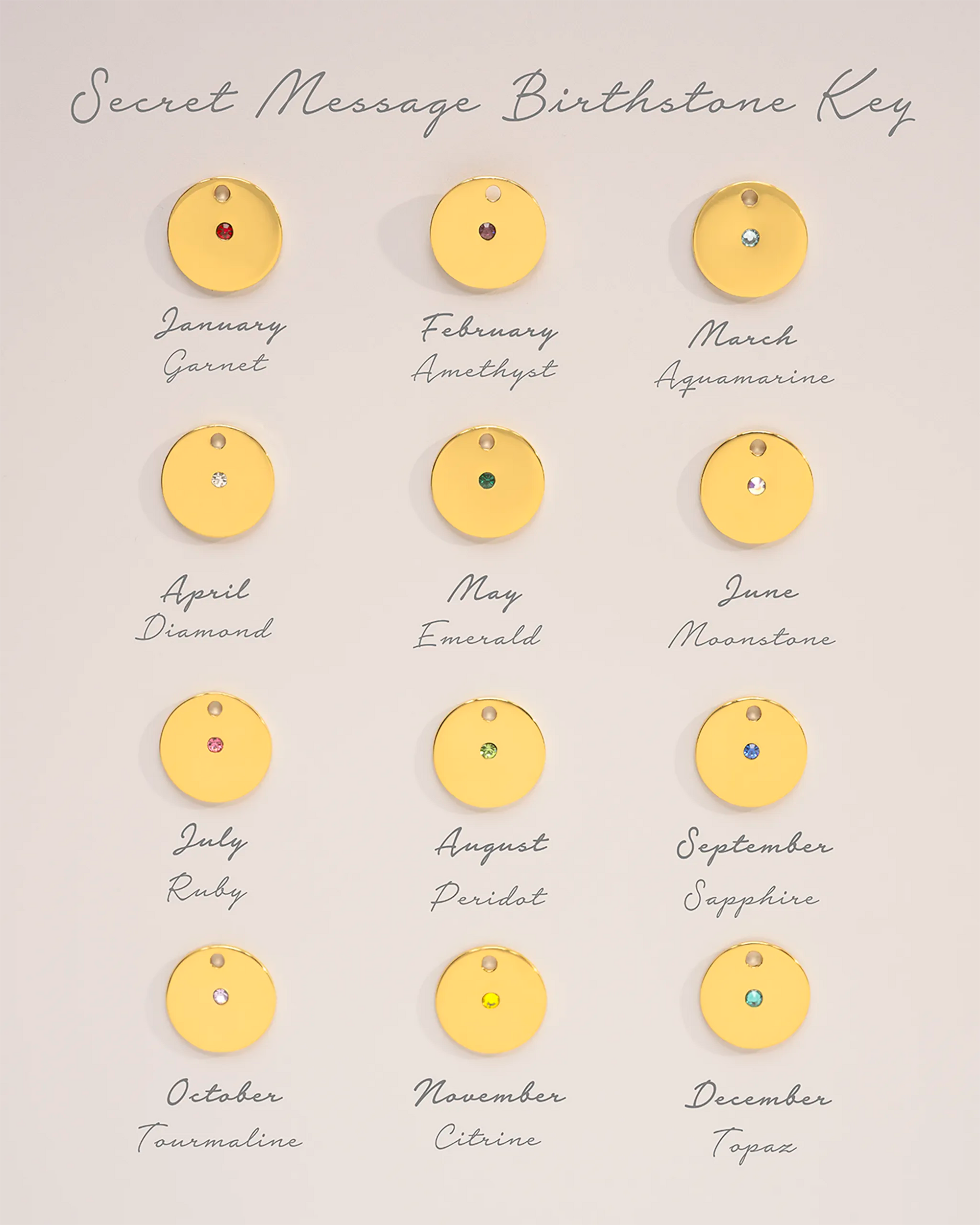 Gold Personalised Secret Message Heart Birthstone Necklace