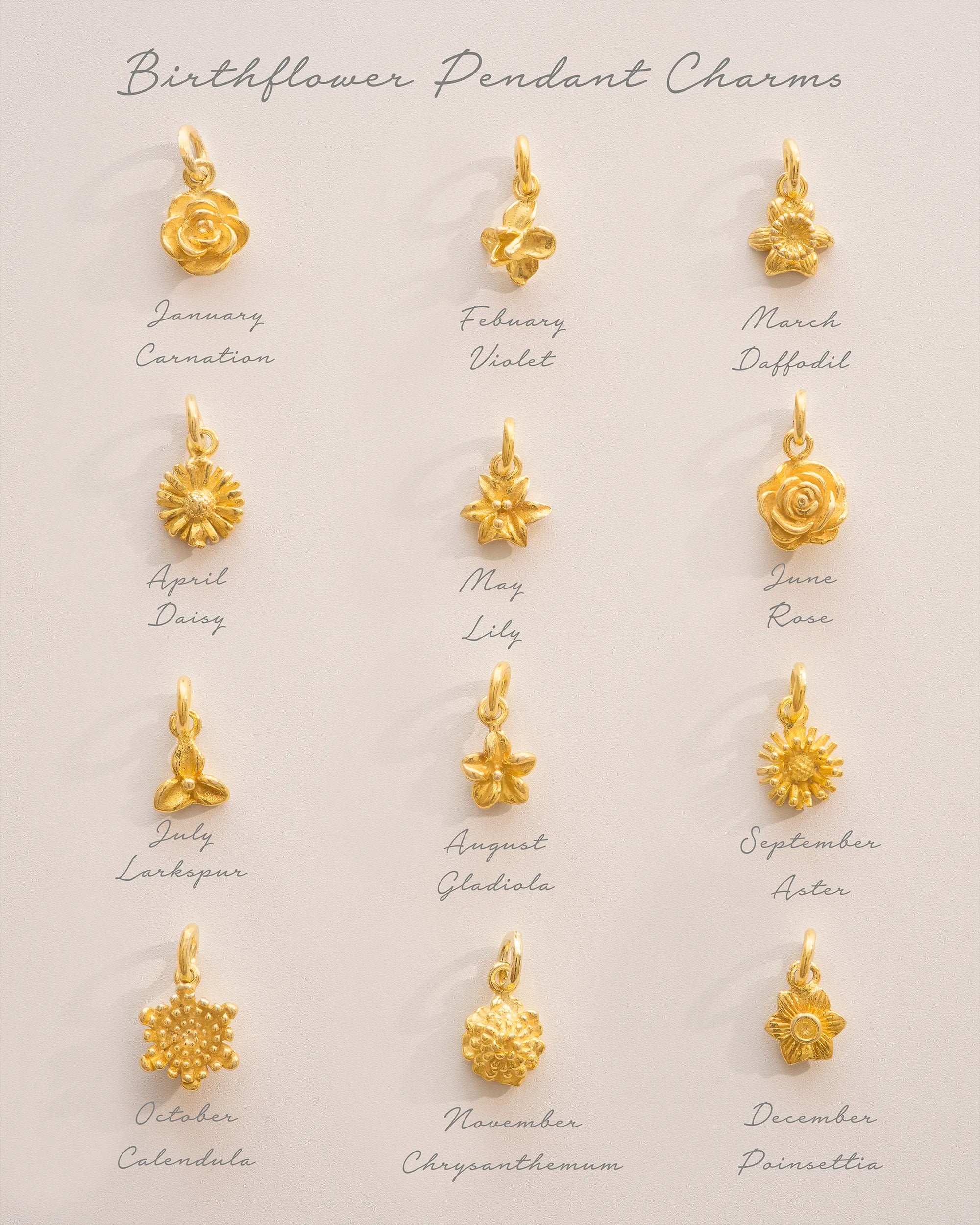 Gold Family Birth Flower Personalised Necklace