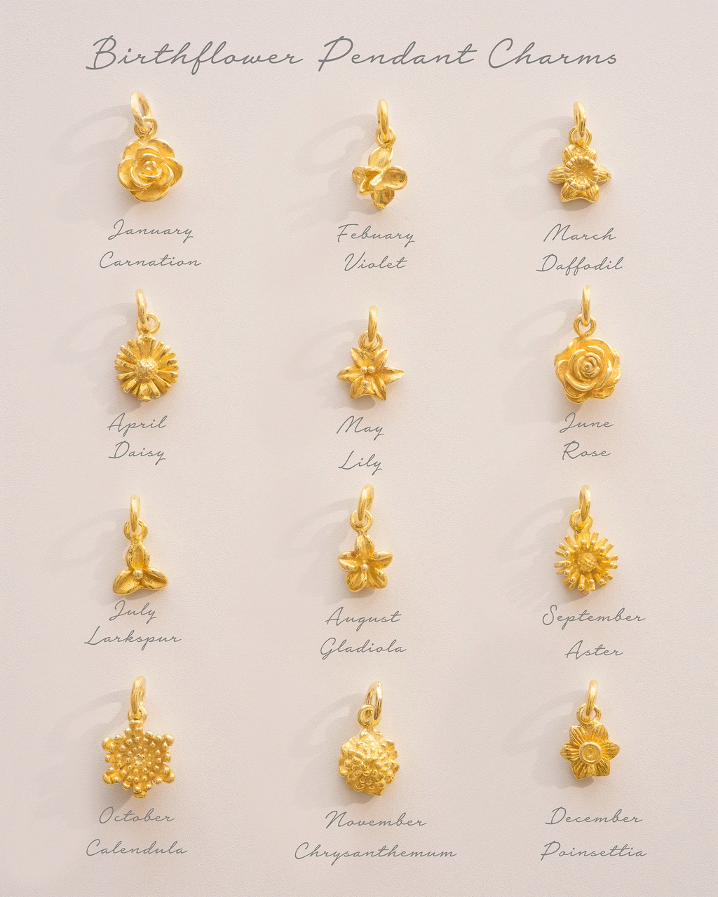 Gold Initial and Birth Flower Personalised Necklace