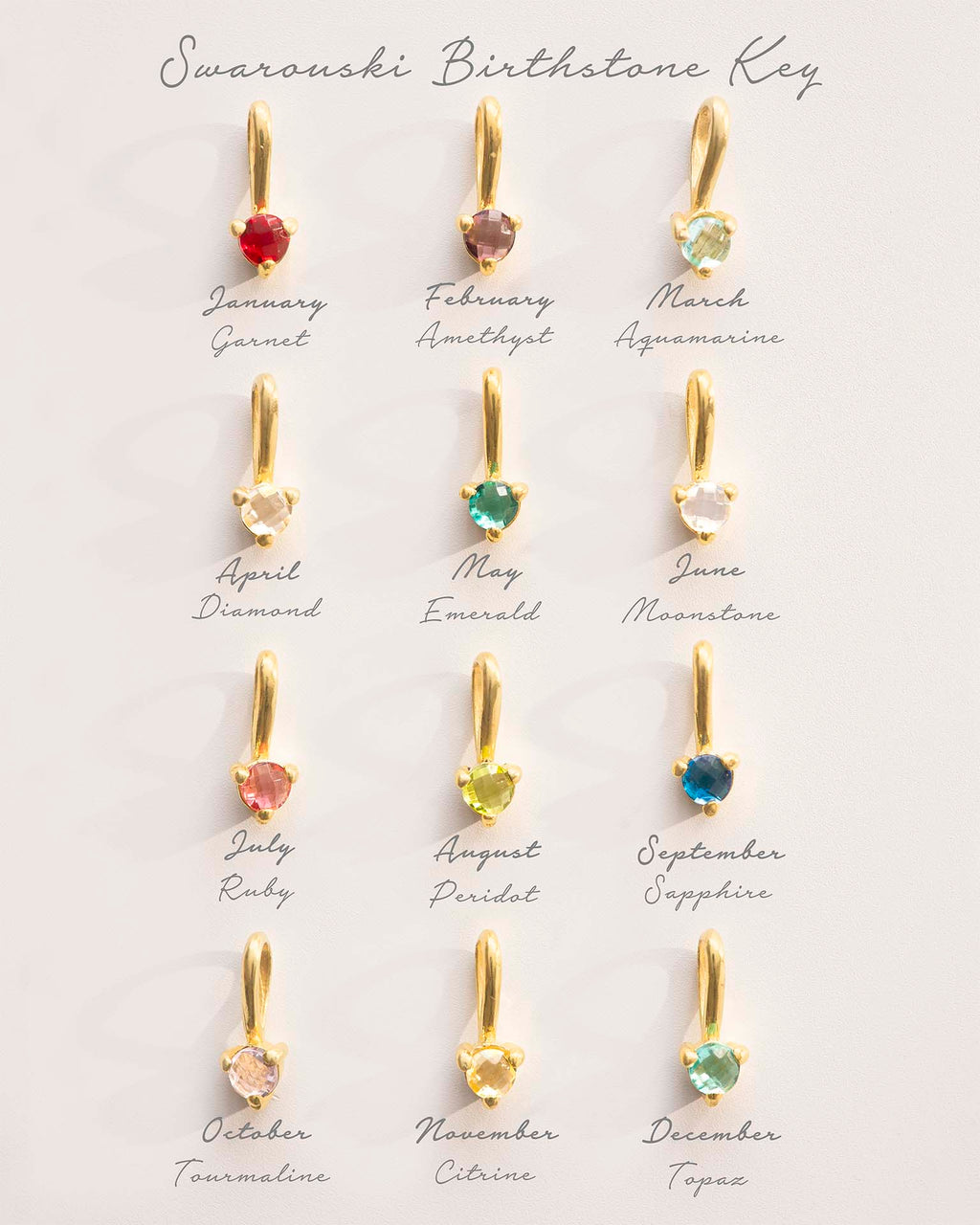 Gold Mini Letter and Birthstone Pendant Personalised Necklace
