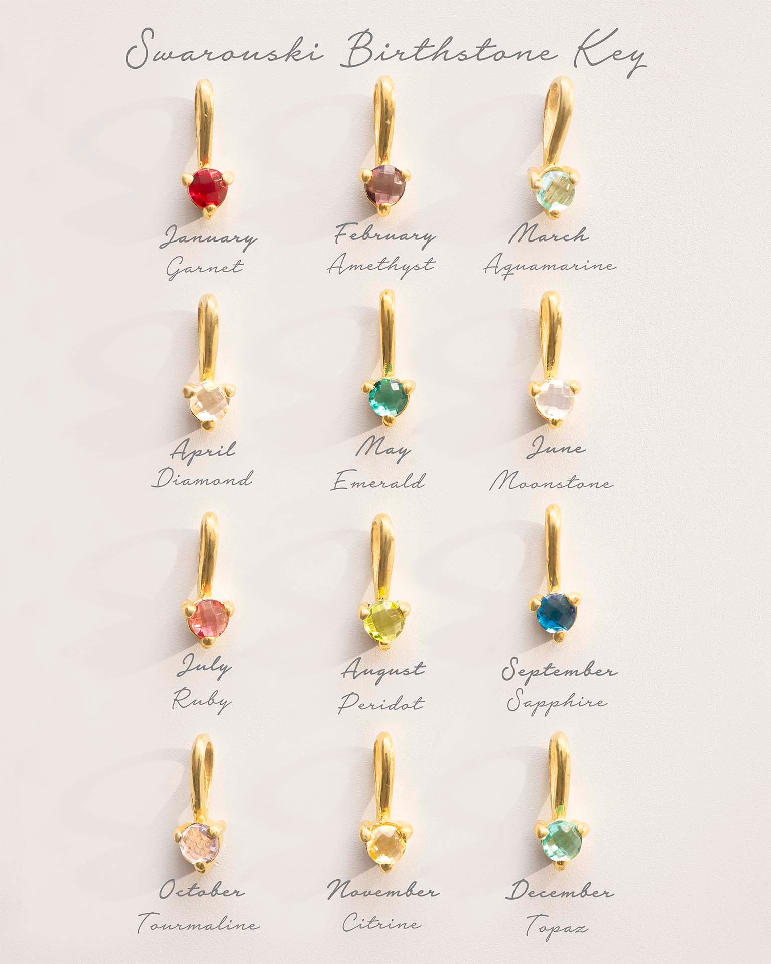 Gold Mini Letter and Birthstone Pendant Personalised Necklace