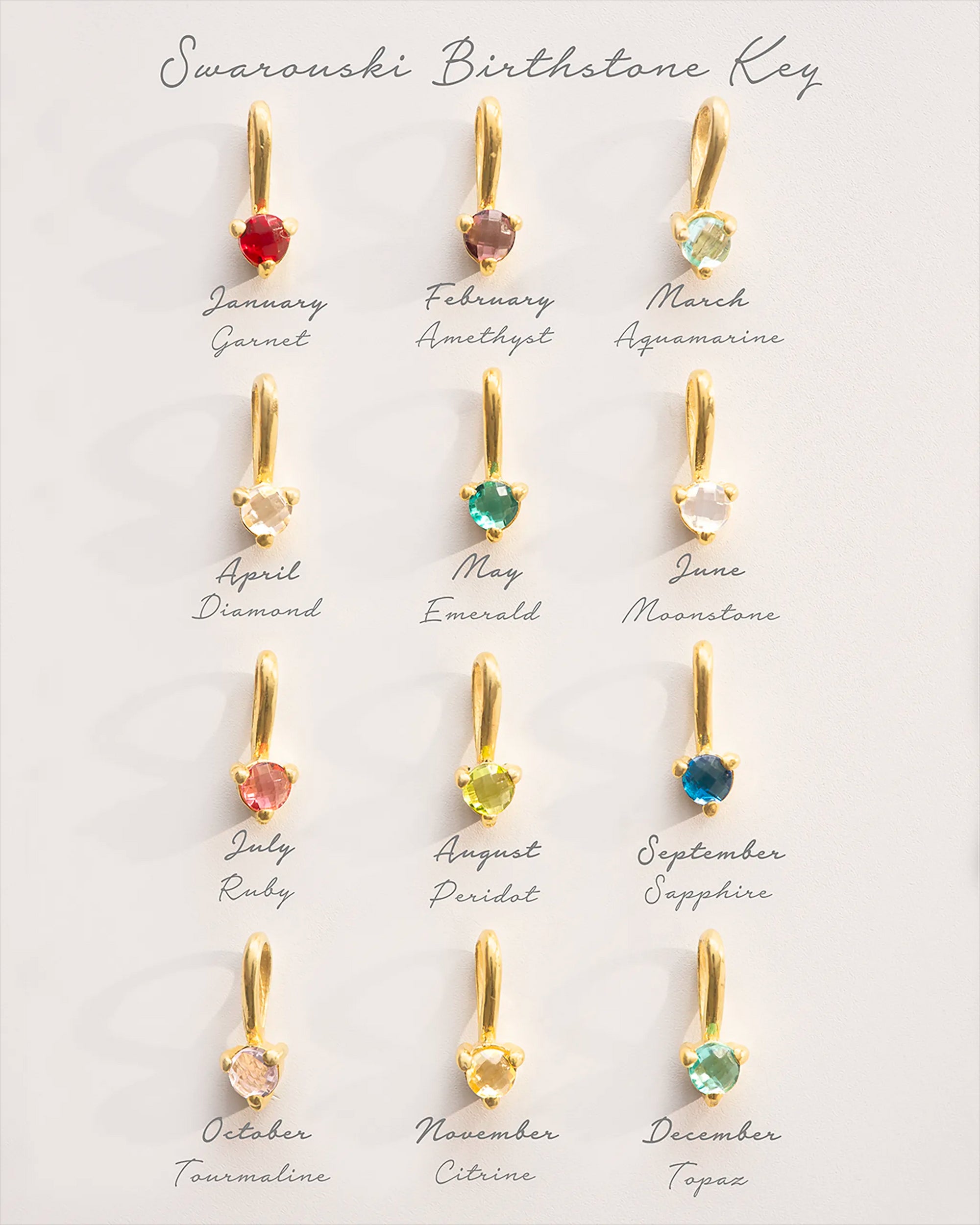 Gold Family Birthstone Pendant Personalised Necklace