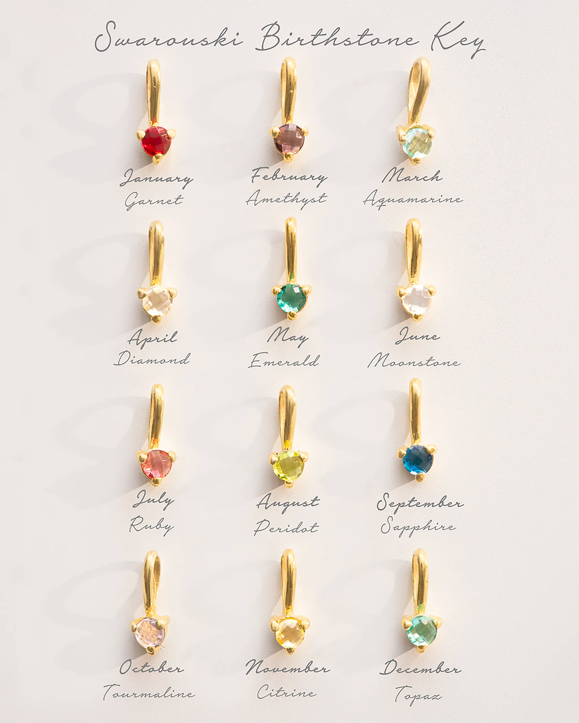 Gold Mini Letter and Birthstone Pendant Personalised Necklace