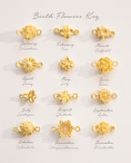 Gold Family Birth Flower Personalised Slider Bracelet
