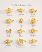 Gold Family Birth Flower Personalised Slider Bracelet