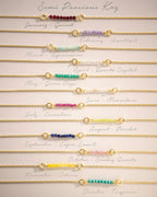 Silver Semi-Precious Birthstone Bar Slider Bracelet