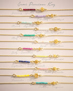 Gold Semi-Precious Birthstone Bar and Birth Flower Necklace