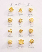 Silver Birth Flower Stud Personalised Earrings