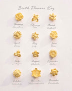 Silver Birth Flower Stud Personalised Earrings