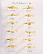 Gold Birth Flower Stacking Ring