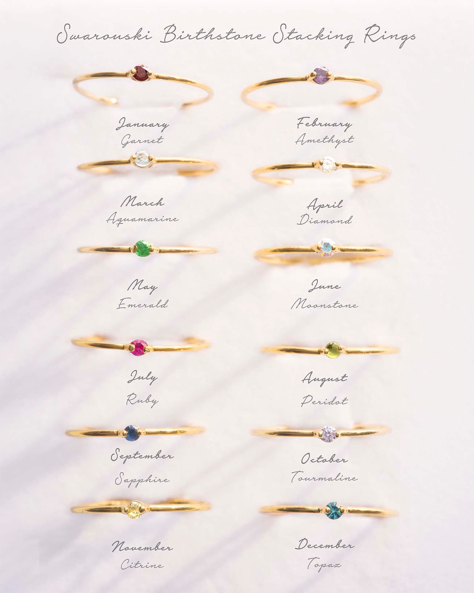 Gold Birthstone Stacking Ring – Bloom Boutique