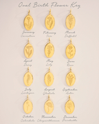 Gold Oval Birth Flower Personalised Necklace
