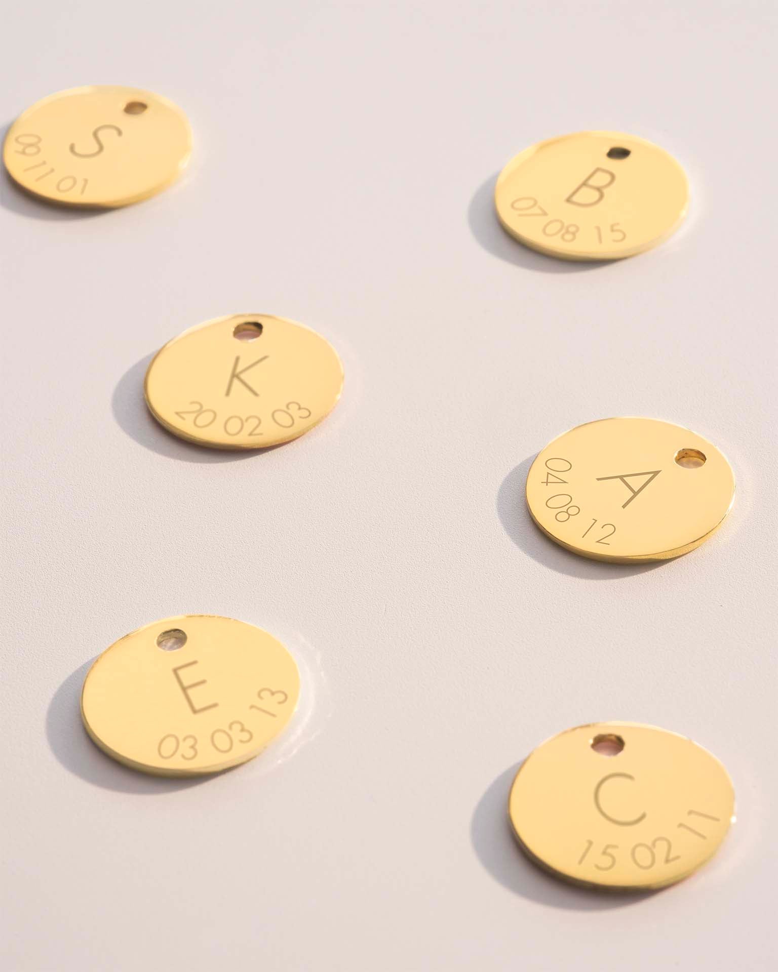 Gold Add a 12mm Initial and Date Disc Charm