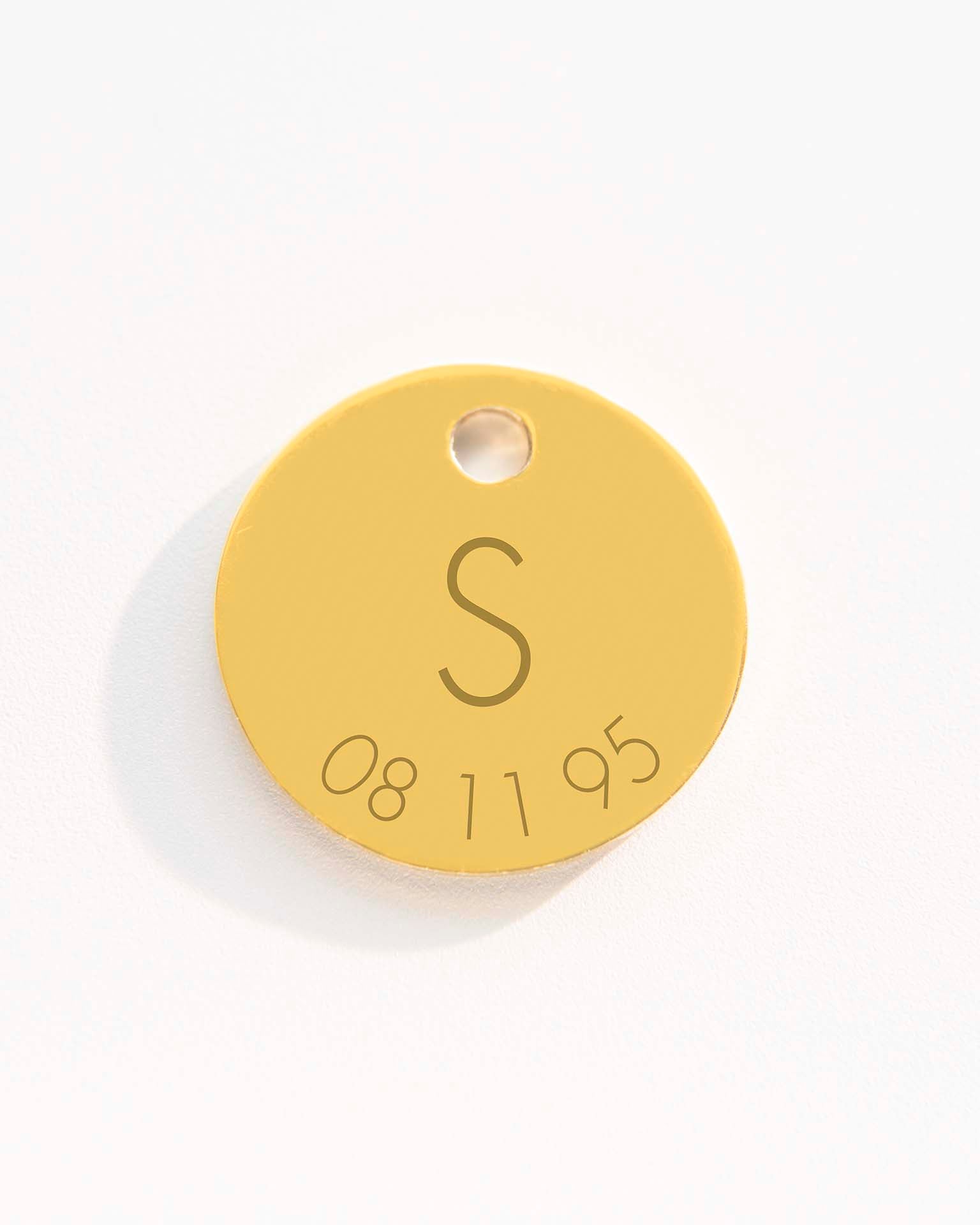 Gold Add a 12mm Initial and Date Disc Charm
