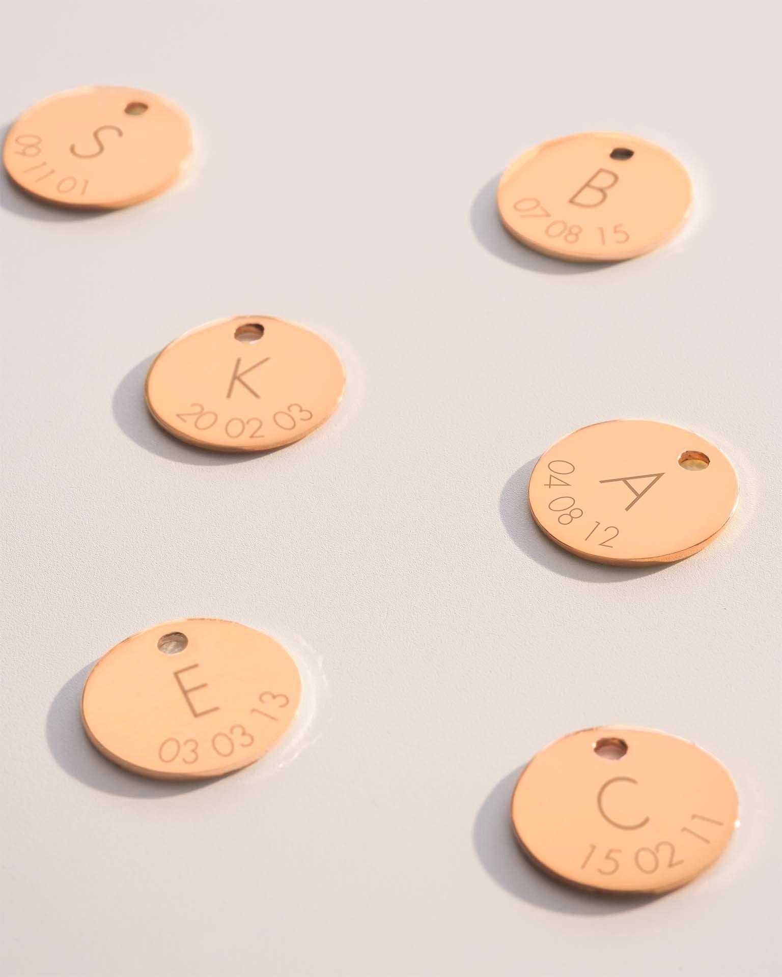 Rose Gold Add a 12mm Initial and Date Disc Charm